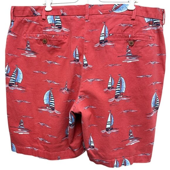 IZOD Saltwater Boat Shorts Size 40 Mens Nautical Preppy Coral Red Cotton - Picture 3 of 9